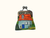 kisslock coin purse printed with a hand-painted cottage