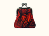 coin purse with pattern of black pandanus on red background