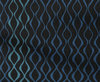 Patterned fabric with blue wavy lines on a black background