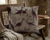 45cm canvas cushion cover featuring bush stone curlews from lino carvings