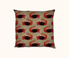 cushion with flame-backed fiddler crab and seaweed pattern on beige background