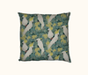 cushion featuring sulphur crested cockatoos in a flowering red box tree