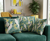 cushions featuring sulphur crested cockatoos in a flowering red box tree on a couch
