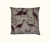 45cm canvas cushion cover featuring bush stone curlews from lino carvings