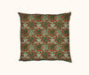 cushion with a woollybutt blossom pattern on sage green painterly backgroun