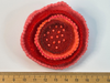 Coral pink layered felt flower brooch with a beaded centre