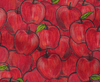 pattern of red apples with green leaves
