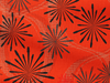  mid-century style design with black starbursts on a vivid orange background