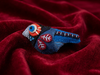 Blue and red bird felt brooch