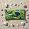 Canvas glasses slip case featuring stylised Arafura fantails in Sonneratia alba (mangrove) tree