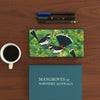 Canvas glasses slip case featuring stylised Arafura fantails in Sonneratia alba (mangrove) tree