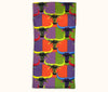 Canvas glasses slip case with bright pop art pattern featuring water buffalo heads in a variety of colours