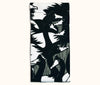 Canvas glasses slip case covered with a black and white magpie goose design