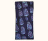 Canvas glasses case featuring a semi abstract design based on bubbleweed in purples and blues