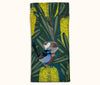 Canvas glasses case featuring a stylised pair of superb fairywrens in a Banksia marginata