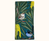 Canvas glasses case featuring a stylised pair of superb fairywrens in a Banksia marginata