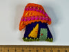Quirky house felt brooch in purple, orange, yellow and pink