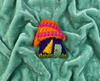 Quirky house felt brooch in purple, orange, yellow and pink