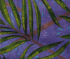 lining fabric: green leaves on a textured purple background
