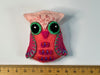 Pink owl felt brooch