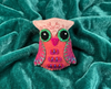 Pink owl felt brooch