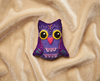 purple owl felt brooch