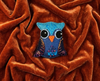 Blue owl felt brooch