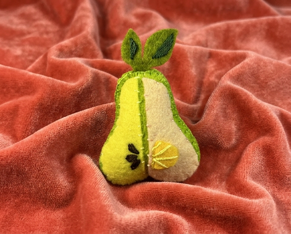 cut pear felt brooch