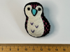 Black, white and pink penguin felt brooch with a blue beak