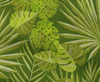 Tropical leaf pattern on a green background